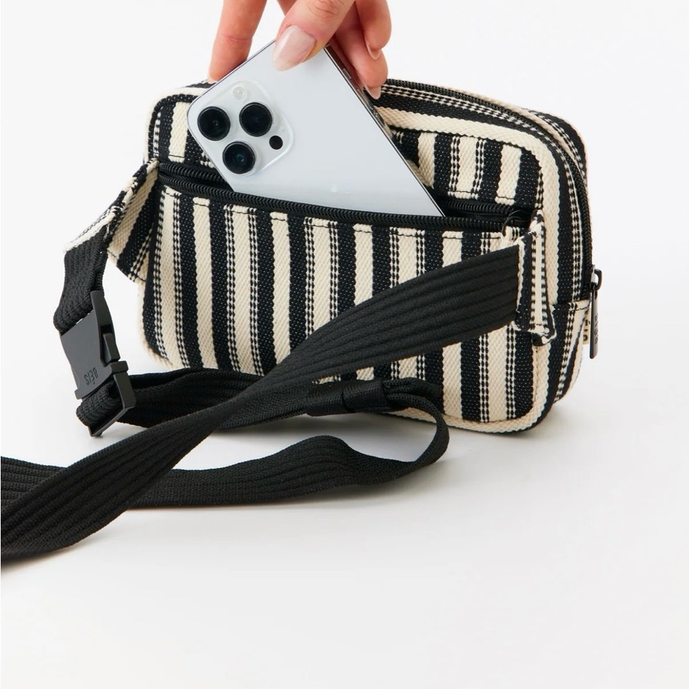 NEW - Beis Striped Black and White Belt Bag